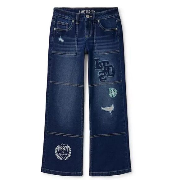 Limited Too Girls Flare Leg Denim with Patches and Decals - Picture 2 of 5